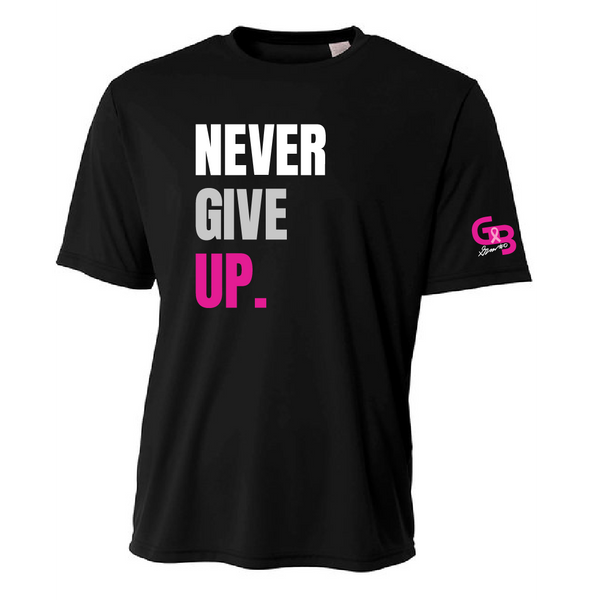 Limited Edition Breast Cancer Awareness "NEVER GIVE UP" Slogan Tee
