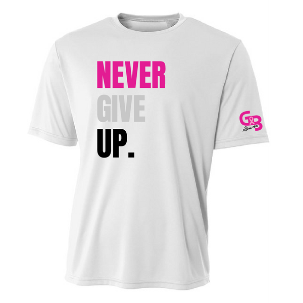 Limited Edition Breast Cancer Awareness "NEVER GIVE UP" Slogan Tee